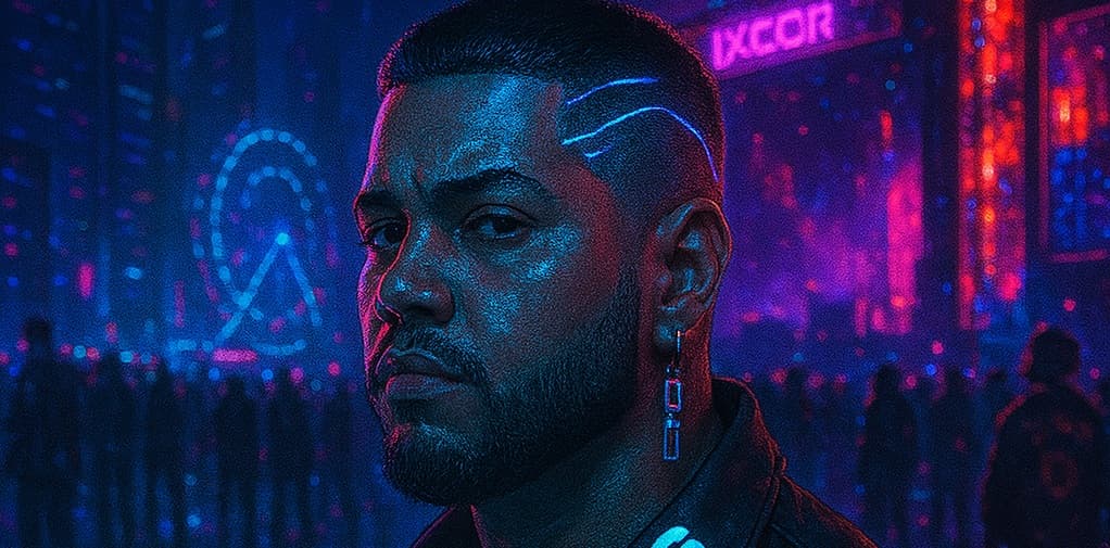 Foto de Wallace Martins em um estilo de desenho cyberpunk